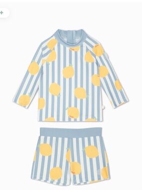 Baby Mori Lemon Rashguard & Swim Shorts sz 12-18 M